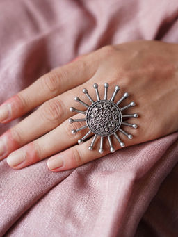 Teejh - by Joker and Witch Omisha Silver Oxidised Ring for Women