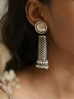 Teejh - by Joker and Witch Qushi Silver Oxidised Earrings for Women