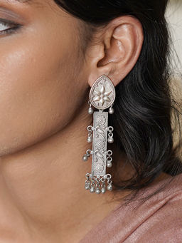 Teejh - by Joker and Witch Warda Silver Oxidised Earrings for Women
