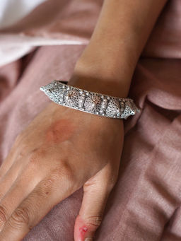 Teejh - by Joker and Witch Pahal Silver Oxidised Bangle for Women