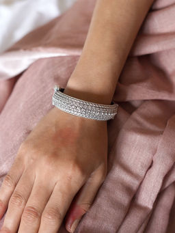 Teejh - by Joker and Witch Raisha Silver Oxidised Bangle for Women