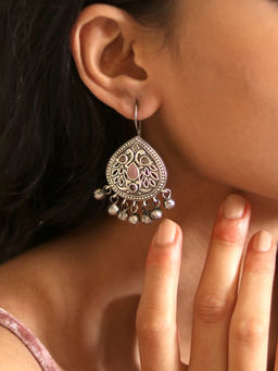 Teejh - by Joker and Witch Vanya Silver Oxidised Pink Earrings for Women