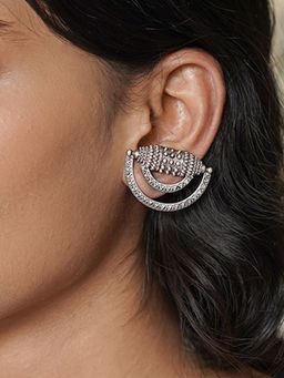 Teejh - by Joker and Witch Griva Silver Oxidised Earrings for Women