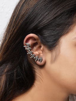 Teejh - by Joker and Witch Miraan Silver Oxidised Earcuff for Women