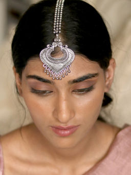 Teejh - by Joker and Witch Sankita Silver Oxidised Mang Tika for Women