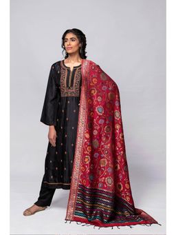 Biba - Black Unstitched Dress Material Suit (Set of 3)