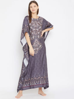 The Kaftan Company - Regal Motif Printed Maxi Kaftan - Grey