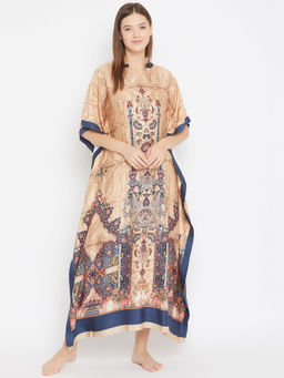 The Kaftan Company - Regal Paisleys Printed Maxi Kaftan - Nude
