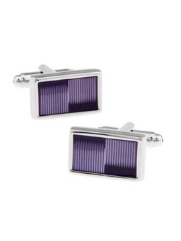 The Tie Hub - Ribbed Purple Rectangle Cufflinks