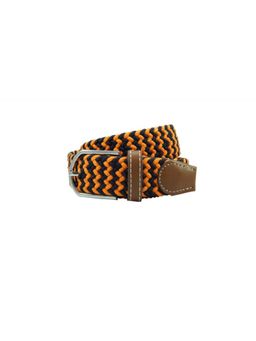 The Tie Hub - Black & Orange Elasticated Woven Belt