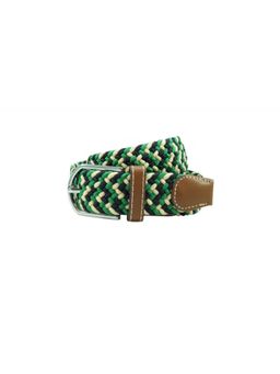 The Tie Hub - Green & Cream Elasticated Woven Belt