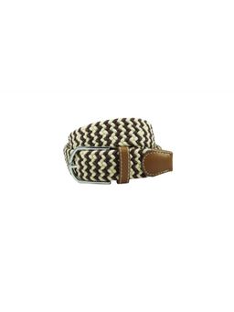 The Tie Hub - Brown & Cream Elasticated Woven Belt