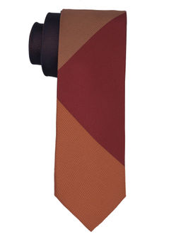 The Tie Hub - Perseus Checks Orange And Maroon Silk Necktie
