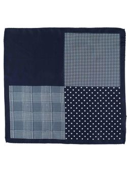 The Tie Hub - Four Square Checkerd White And Blue Silk Pocket Square
