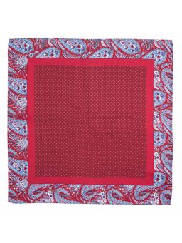 The Tie Hub - Tin Tin Maroon Polka With Paisley Border 100% Silk Pocket Square For Men
