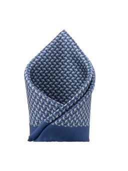 The Tie Hub - Coconut Tree Printed Blue Silk Pocket Square