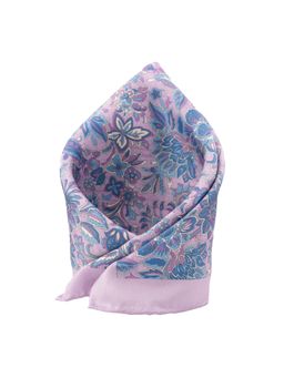 The Tie Hub - Blue Floral In Lavender Pocket Square