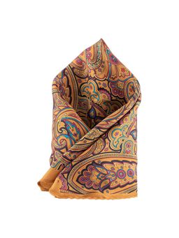 The Tie Hub - Paisley Printed Chrome Silk Pocket Square