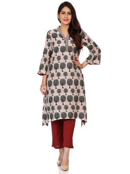 Biba - Beige Printed Kurta