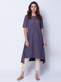 Biba - Purple Printed A-Line Kurta