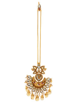 Tribe Amrapali - Silver Gold Plated Suryakamal Mirror Mangtikka
