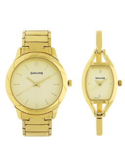 Sonata - Beige Dial Analog Watch -NM71258114YM01