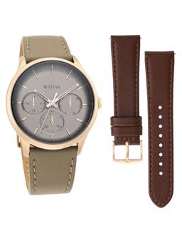 Titan - 90125WL03 Grey Dial Analog Watch for Men (Set of 2)