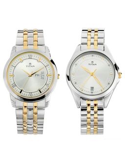 Titan - NN17742565BM01 White Dial Analog Watch for Couple (Pack of 2)