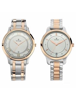 Titan - NN17752481KM01 White Dial Analog Watch for Couple (Pack of 2)