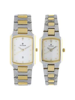 Titan - NN19552955BM01 White Dial Analog Watch for Couple (Pack of 2)