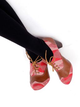 Tjori - Rose Pink Cruelty Free Ikat Oxford Boots