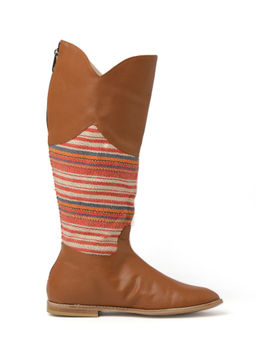 Tjori - Tan Cruelty Free Leather Jacquard Insulated Boots