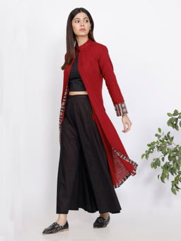 Tjori - Marron A-Line Slub Cape