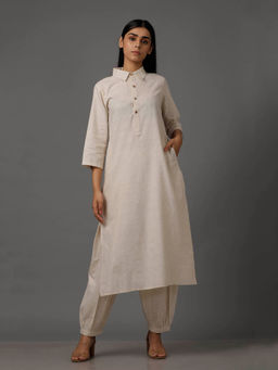 Tjori - Irish Cream Pure Cotton Kurta