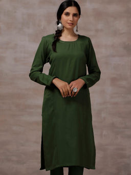 Tjori - Green Solid Kurta