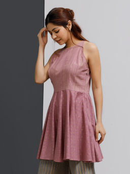 Tjori - Onion Pink Hand-Block Printed Short Kurti