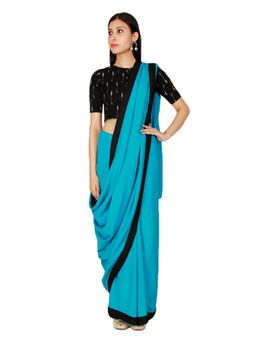 Tjori - Blue Tussar Cotton Silk Saree Without Blouse