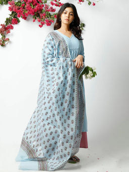 Tjori - The Soothing Sky Blue Printed Dupatta