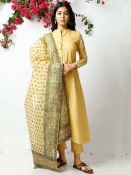Tjori - The Subtle Yellow Printed Dupatta