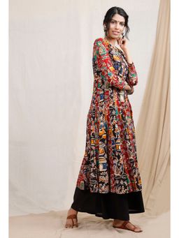 Tjori - Multicolor Three Print Kalidar Kalamkari Kurta