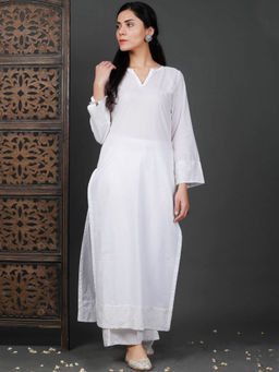Tjori - White Straight Kurta