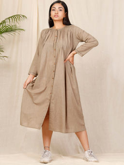 Tjori - Bhuri Shoulder Gathered Dress