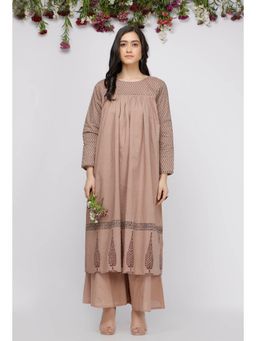 Tjori - Lavender Cotton Full Length Kota Hand-Block Printed Anarkali