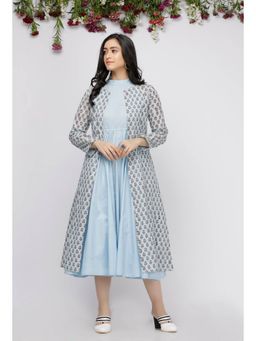 Tjori - Blue Kota Hand-Block Printed Cape