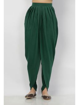 Tjori - Irvin Plain Bottle Green Cotton Dhoti