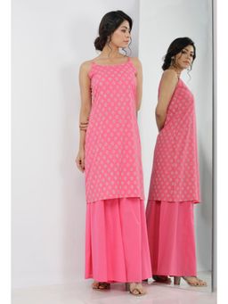 Tjori - Gul Pink Small Floral Buti Hand-Block Printed Cotton Slip