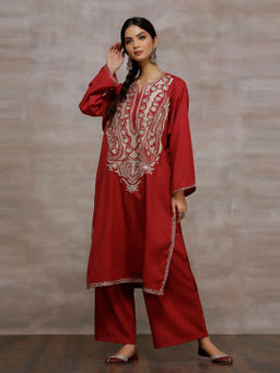 Tjori - Pink Embroidered Kurta