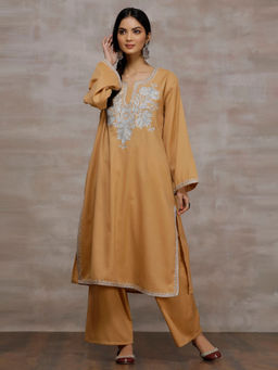 Tjori - Yellow Embroidered Kurta