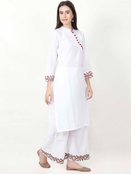 Tjori - White Kurta And Palazzo Set