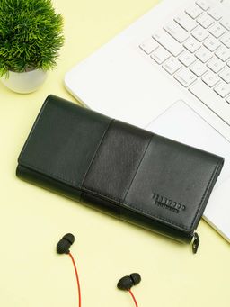 Teakwood - Women Green & Black Colorblocked Three Fold Wallet